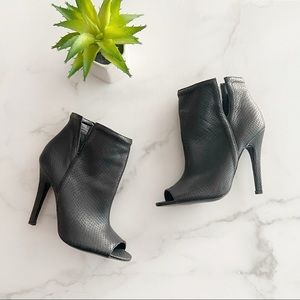 Betsey Johnson Black Leather Peep Toe Booties 7
